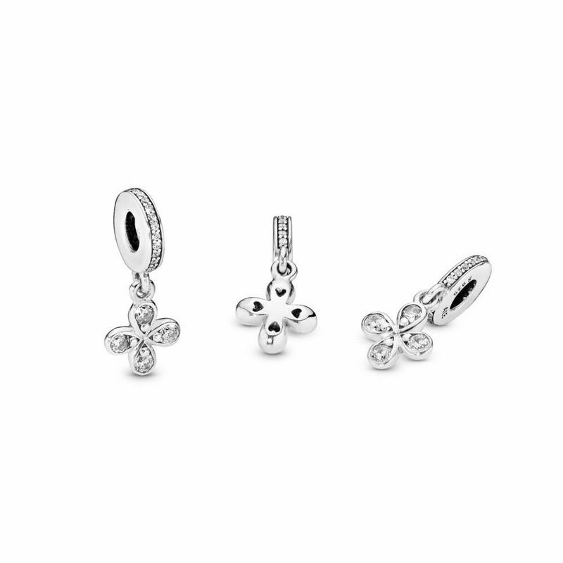 Pandora Four-Petal Flower Dangle Charm NZ, Sterling Silver (364071-QNU)